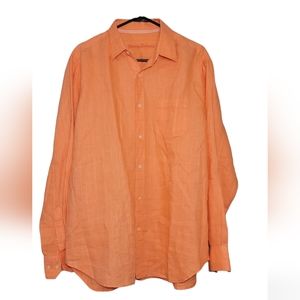 Tommy Bahama 100% linen Mens Orange shirt Size Medium